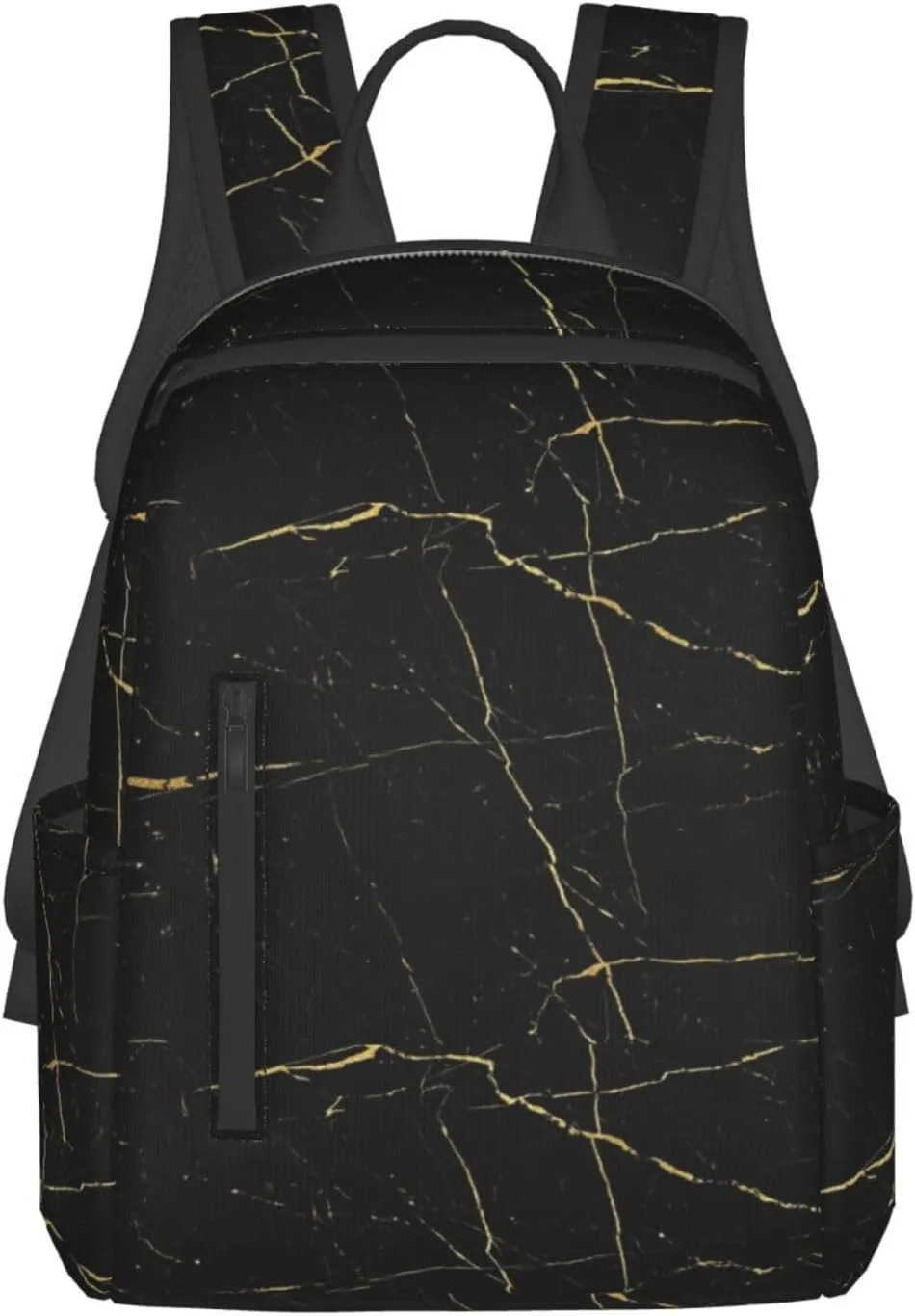 Black Gold Marble backpack book bags for college lightweight laptop backpacks for Men Women