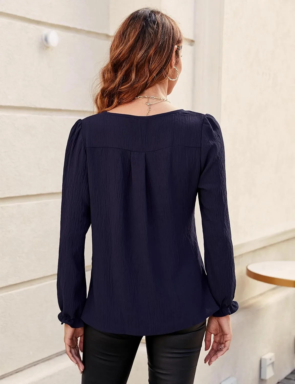 Blooming Jelly Womens Tops Dressy Casual Long Sleeve Shirts V Neck Chiffon Blouses Fall Clothes 2024