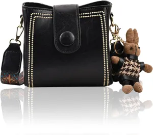 Bootara Bucket Bag - Women's Vintage Bunny Charm Bucket Bag, Adjustable Wider Shoulder Strap, Spacious Travel Tote