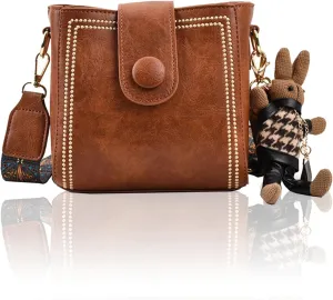 Bootara Bucket Bag - Women's Vintage Bunny Charm Bucket Bag, Adjustable Wider Shoulder Strap, Spacious Travel Tote