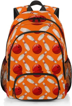 Bowling Ball Laptop Backpack for Women Men, Orange Work Travel Computer Backpacks, 18.3 Inch Large Computer Nurse Teacher Bags Casual Daypack