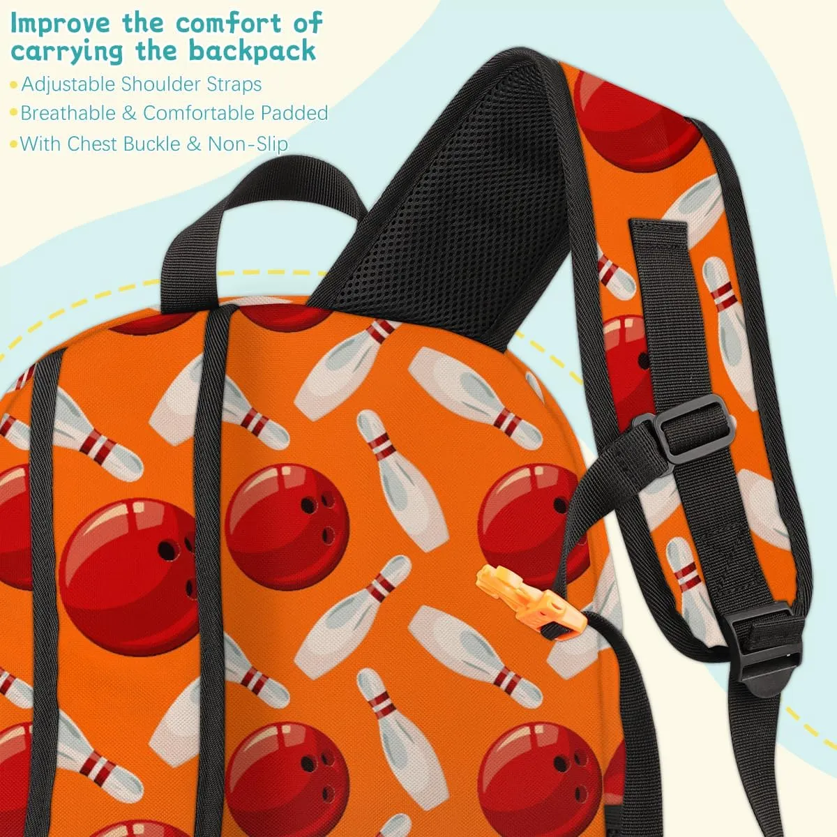 Bowling Ball Laptop Backpack for Women Men, Orange Work Travel Computer Backpacks, 18.3 Inch Large Computer Nurse Teacher Bags Casual Daypack