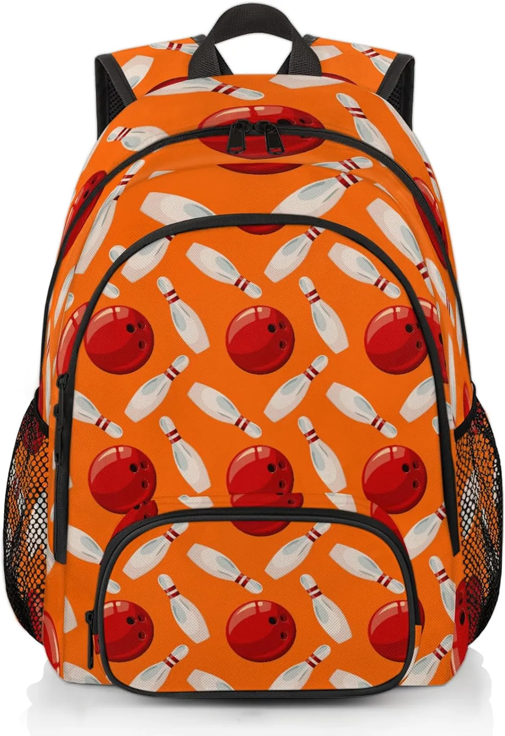 Bowling Ball Laptop Backpack for Women Men, Orange Work Travel Computer Backpacks, 18.3 Inch Large Computer Nurse Teacher Bags Casual Daypack