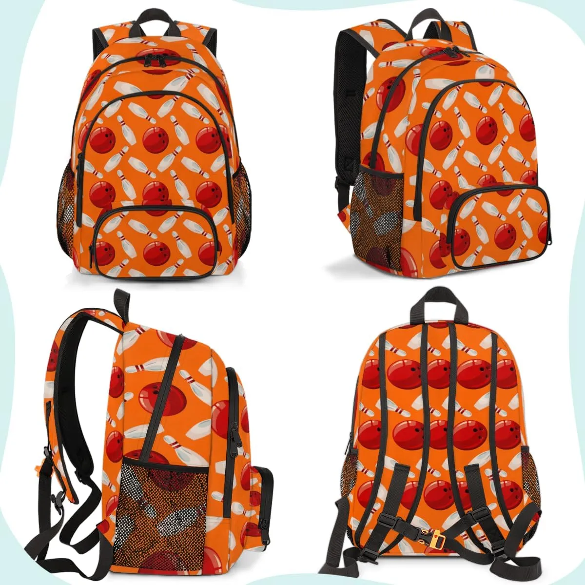 Bowling Ball Laptop Backpack for Women Men, Orange Work Travel Computer Backpacks, 18.3 Inch Large Computer Nurse Teacher Bags Casual Daypack
