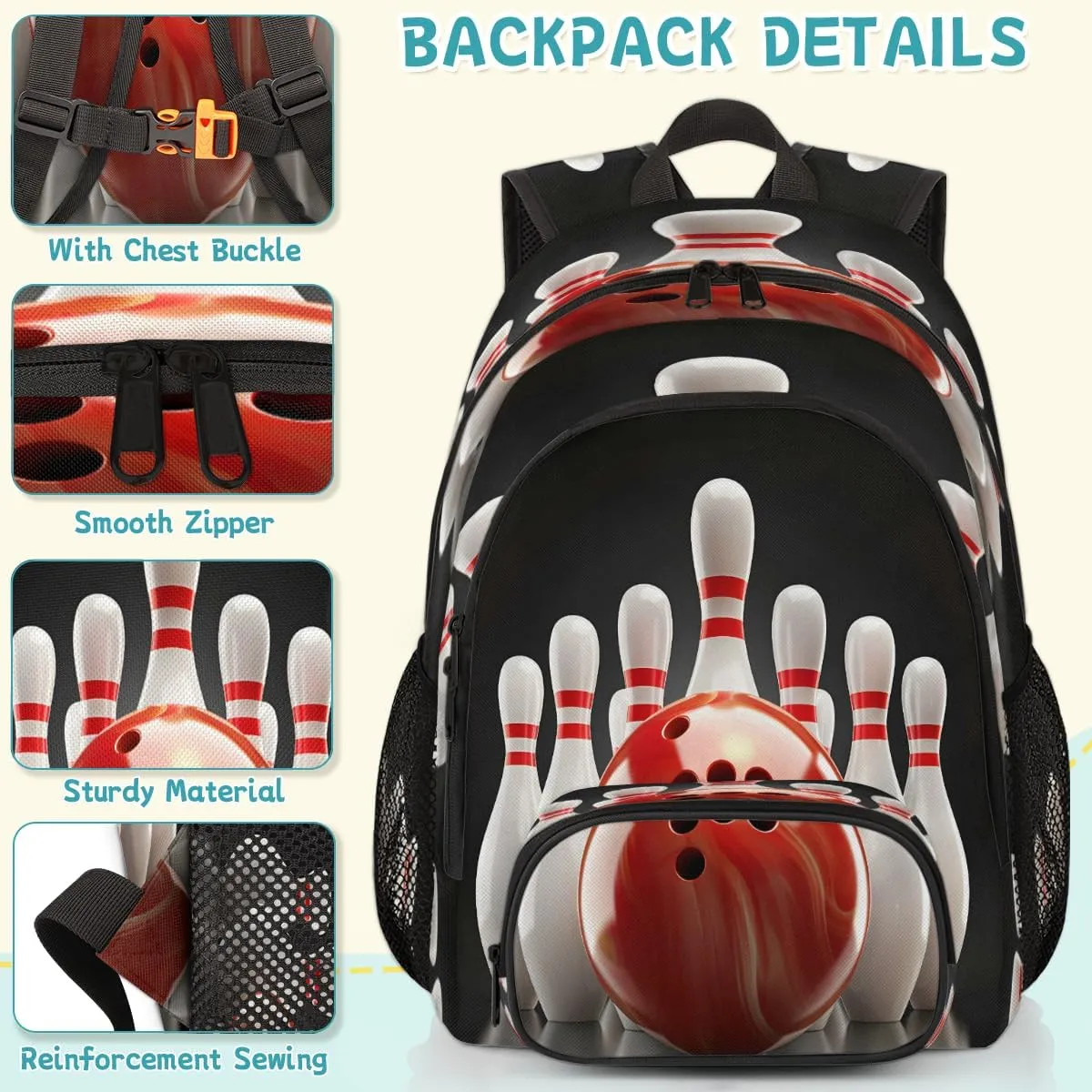 Bowling Ball Laptop Backpack for Women Men, Work Computer Backpacks, 18.3 Inch Large Computer Nurse Teacher Bags Travel Casual Daypack