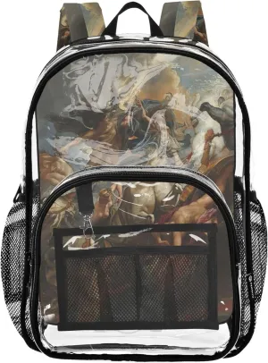 Boys Backpacks for Girls Painting Peter Paul Rubens Fall of Phaeton Clear Backpack for Women Plastic School Clear Bookbag