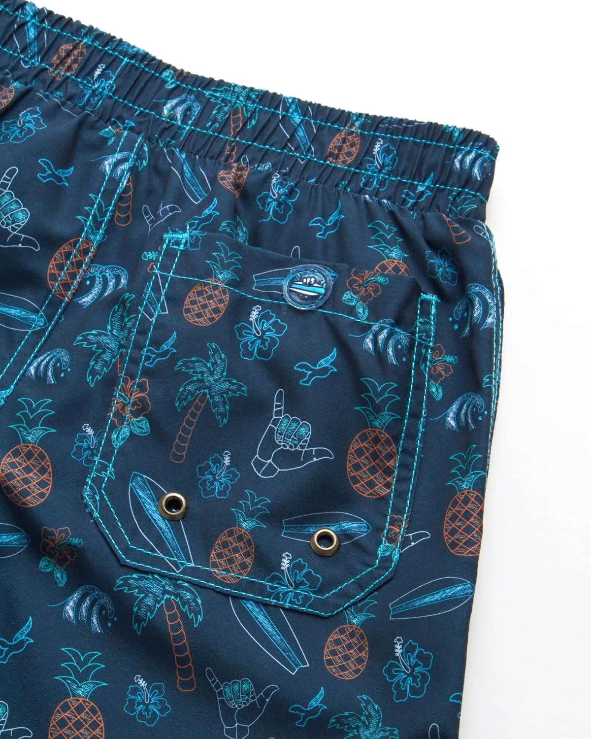 Boys Summer Shorts Set - 3 Piece Button Down Hawaiian Shirt, Swim Trunks, Bucket Hat - Boys Hawaiian Outfit, 5-14