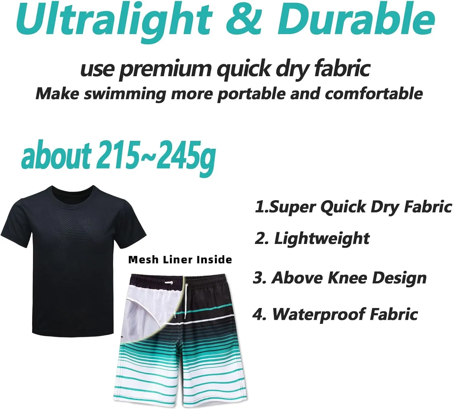 BoysRash Guard Set UPF 50  Short Sleeve Swim Shirt Quick Dry Bathing Suit Trunks Swimwear Size 8,10-12,14-16