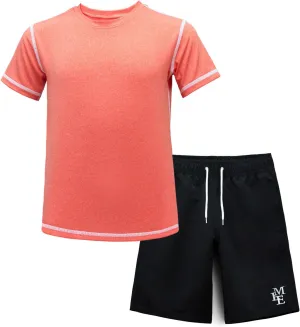 BoysRash Guard Set UPF 50  Short Sleeve Swim Shirt Quick Dry Bathing Suit Trunks Swimwear Size 8,10-12,14-16