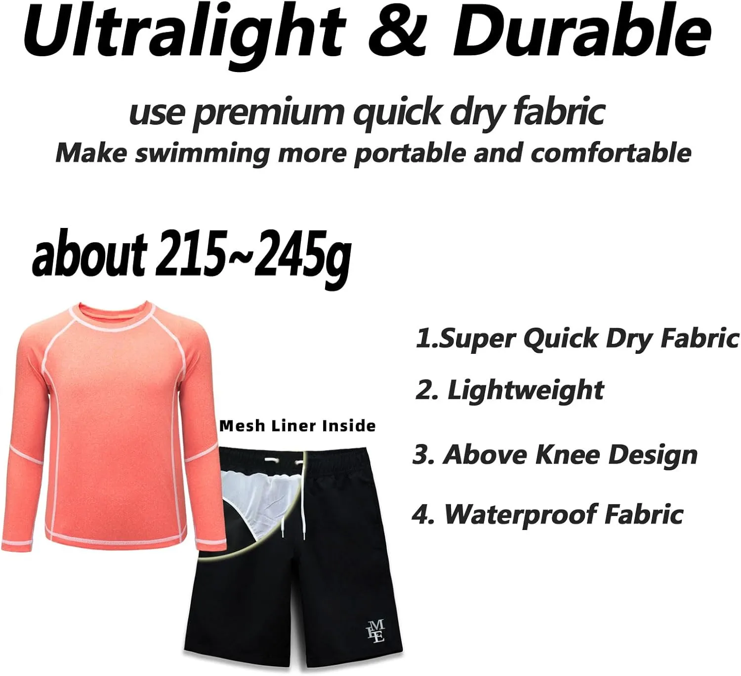 BoysRash Guard Set UPF 50  Short Sleeve Swim Shirt Quick Dry Bathing Suit Trunks Swimwear Size 8,10-12,14-16