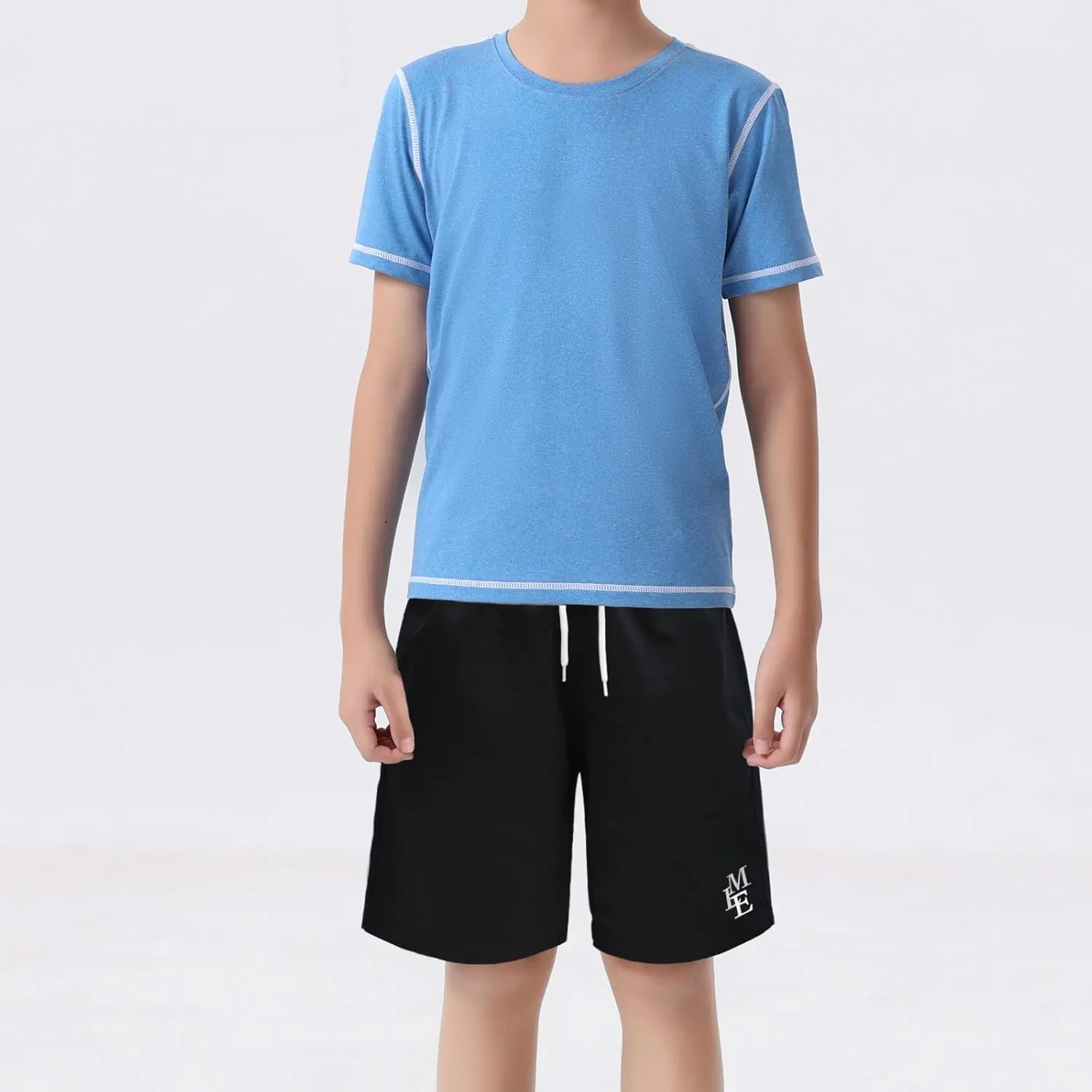 BoysRash Guard Set UPF 50  Short Sleeve Swim Shirt Quick Dry Bathing Suit Trunks Swimwear Size 8,10-12,14-16