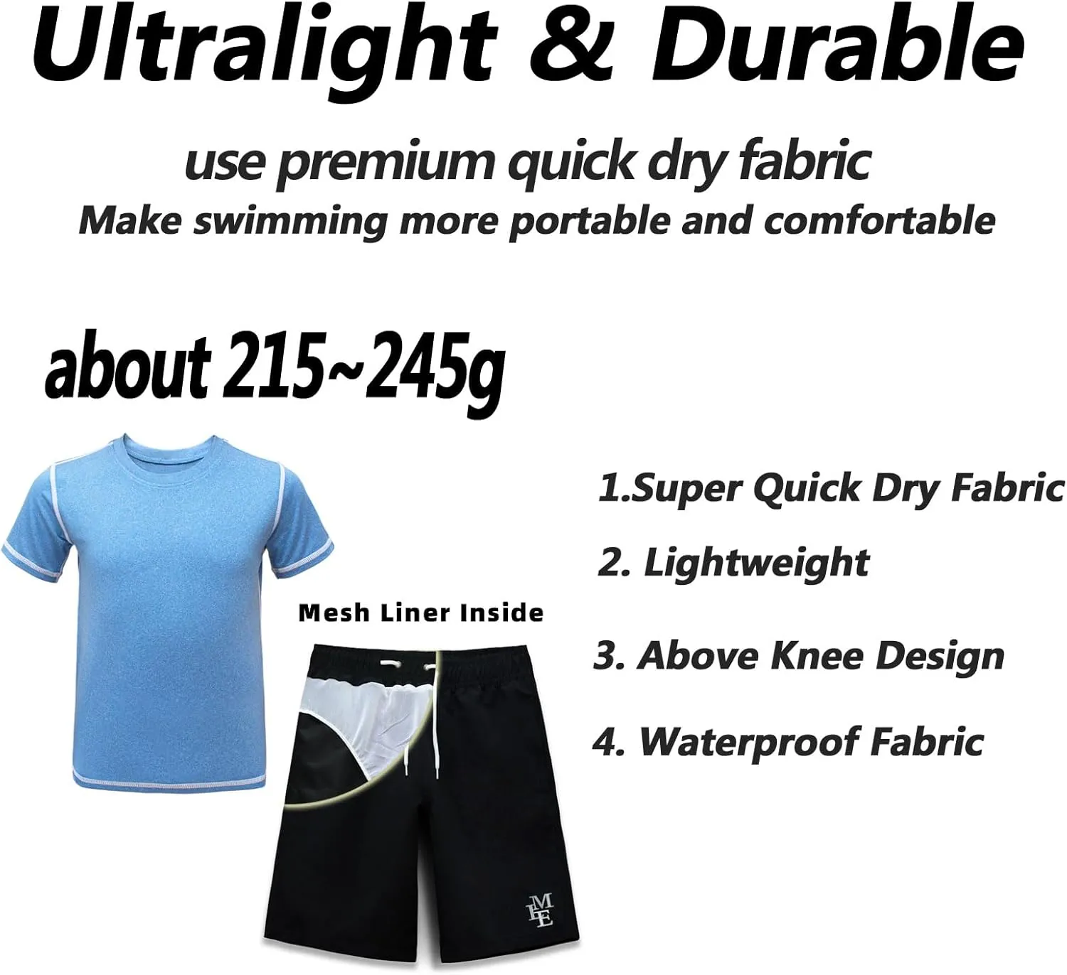 BoysRash Guard Set UPF 50  Short Sleeve Swim Shirt Quick Dry Bathing Suit Trunks Swimwear Size 8,10-12,14-16