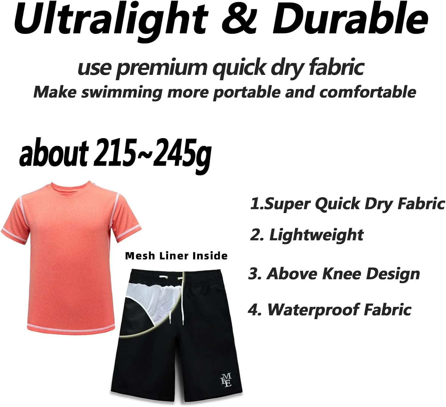 BoysRash Guard Set UPF 50  Short Sleeve Swim Shirt Quick Dry Bathing Suit Trunks Swimwear Size 8,10-12,14-16
