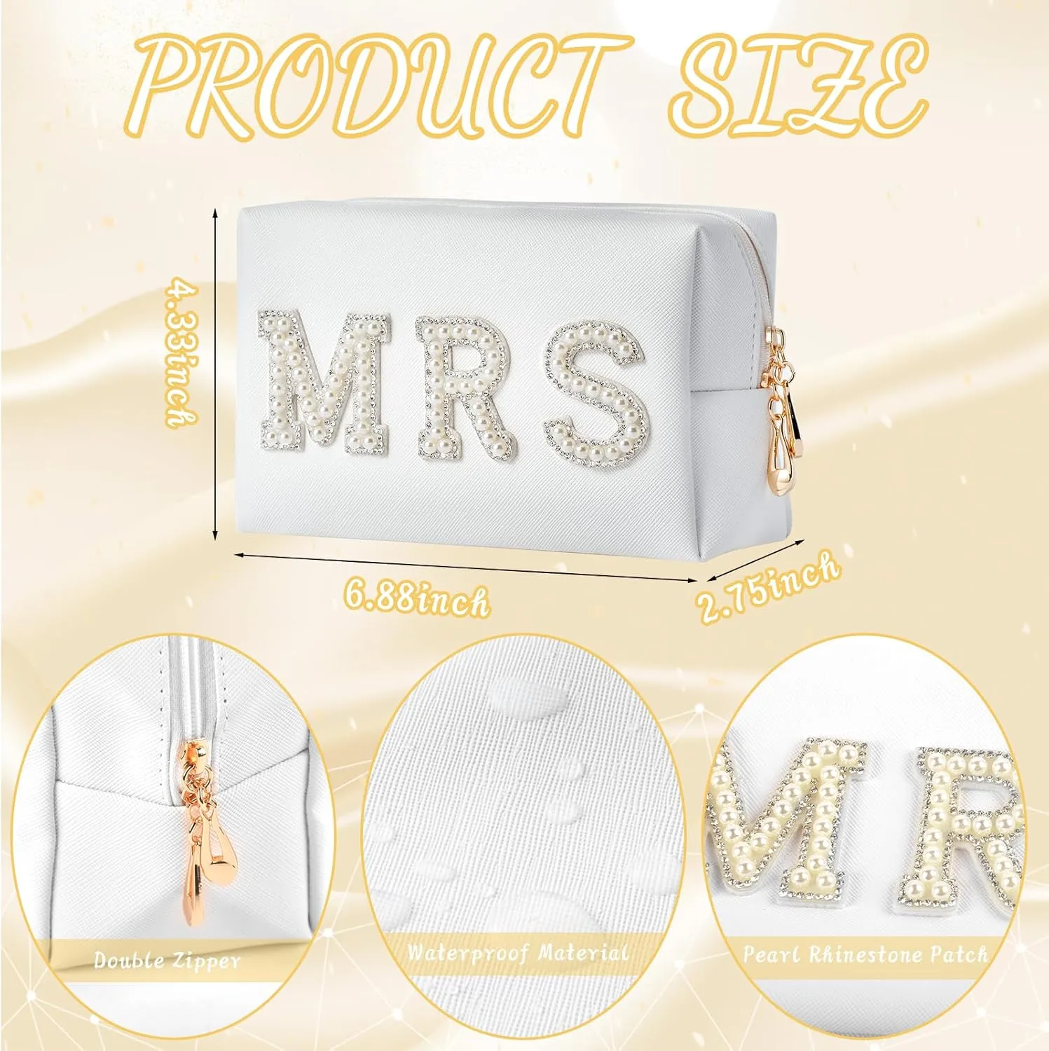 Bride Robe & Slippers Gift Set - I Do Bride Makeup Bag & Hair Clip - Wedding & Bridal Shower Gift
