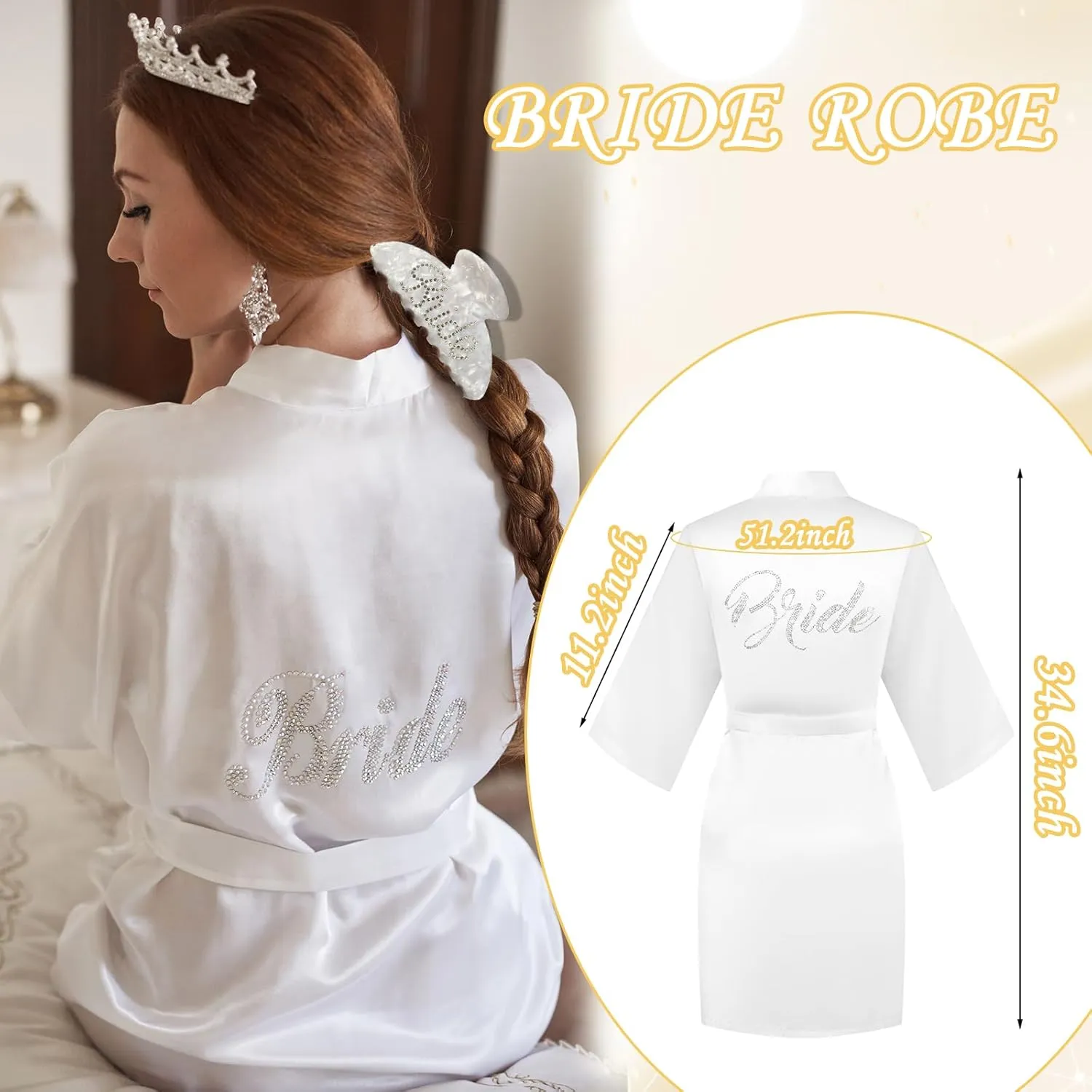 Bride To Be Gift Set - Makeup Bag, Slippers, Robe, Hair Clip - Wedding Gifts