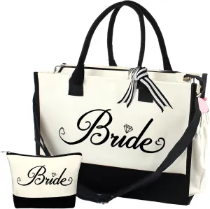 Bride to Be Gifts - Bridal Shower & Wedding Gifts - Bride Tote Bag, Slippers & Robe for Wedding Day