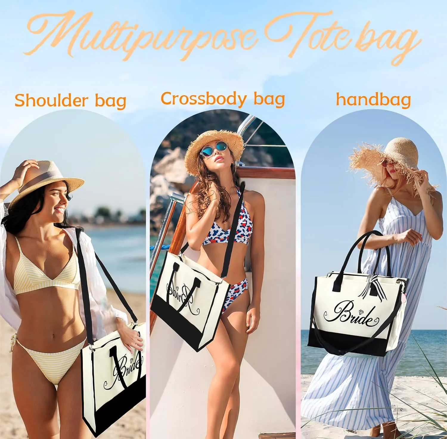 Bride to Be Gifts - Bridal Shower & Wedding Gifts - Bride Tote Bag, Slippers & Robe for Wedding Day