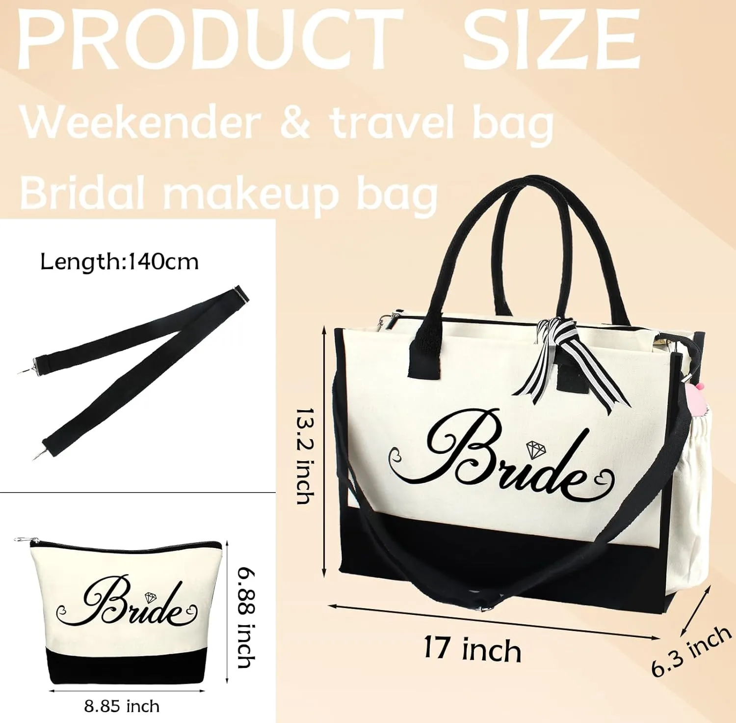Bride to Be Gifts - Bridal Shower & Wedding Gifts - Bride Tote Bag, Slippers & Robe for Wedding Day