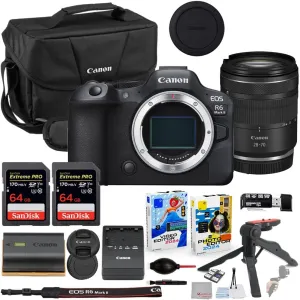 Canon EOS R6 Mark II Mirrorless Camera with RF 28-70mm STM Lens Bundle with Canon 200ES EOS Shoulder Bag   2X 64GB Extreme Memory Cards   Accessory Kit