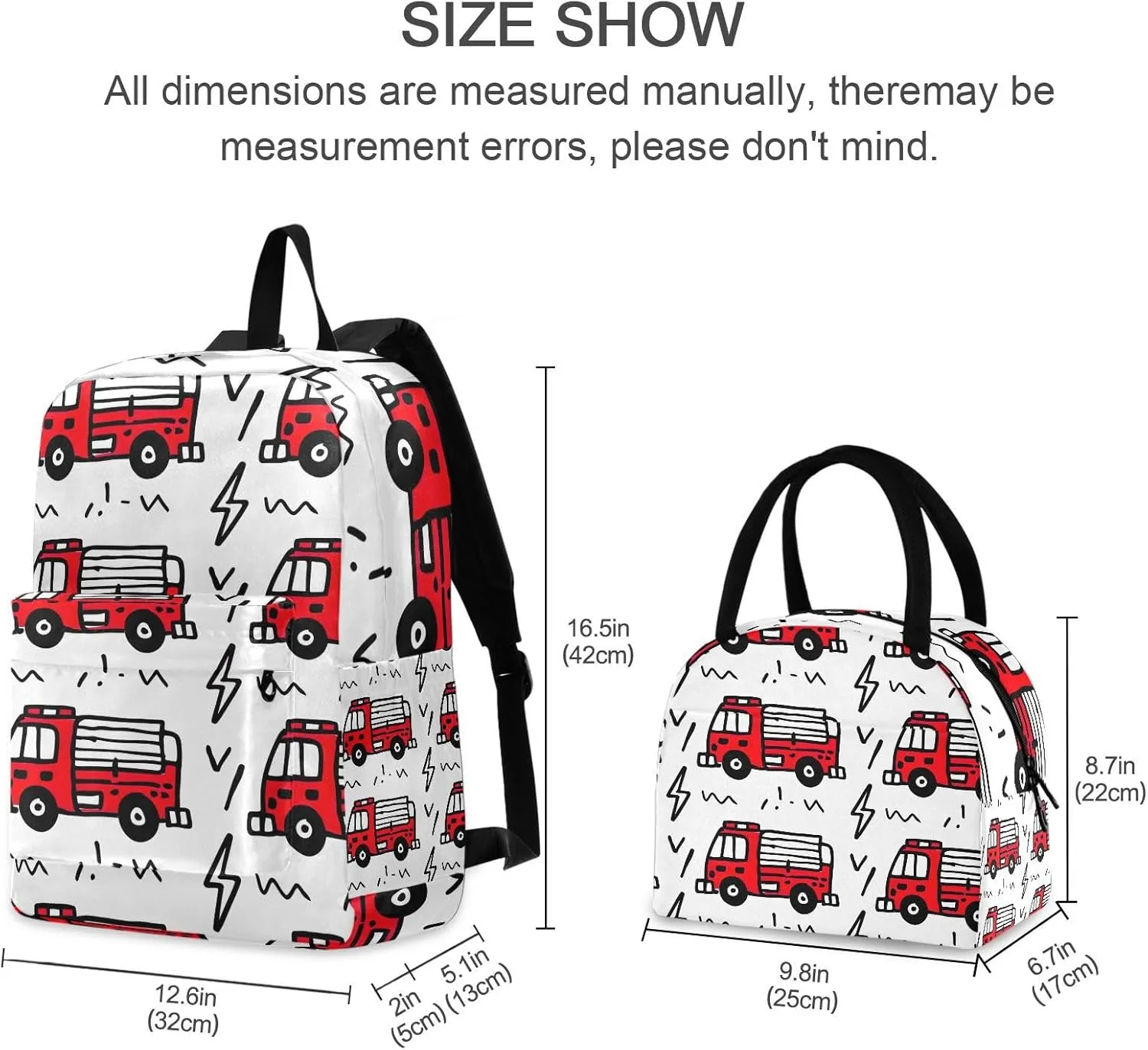Cartoon Fire Trucks Kids' Backpacks Waterproof Beach Backpack, Backpack Elementary School