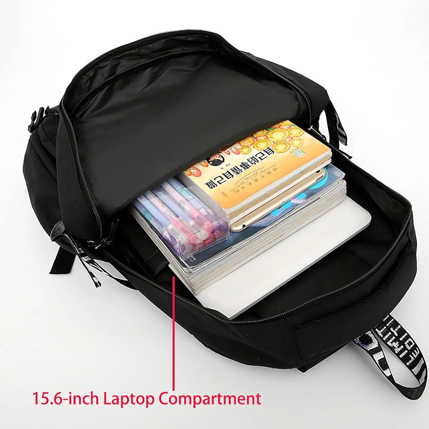Casual Print Large Capacity College Backpack Outdoor Travel 15.6 inch Laptop Backpack for Men (BlackB)