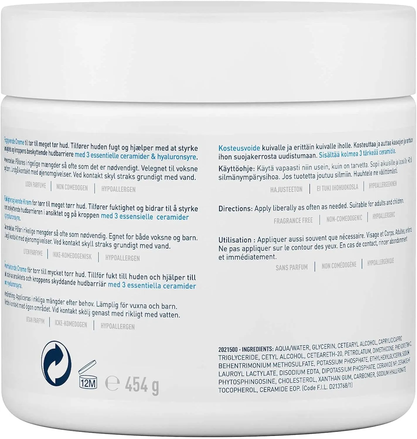 Cerave Moisturising Cream For Dry To Very Dry Skin 454G