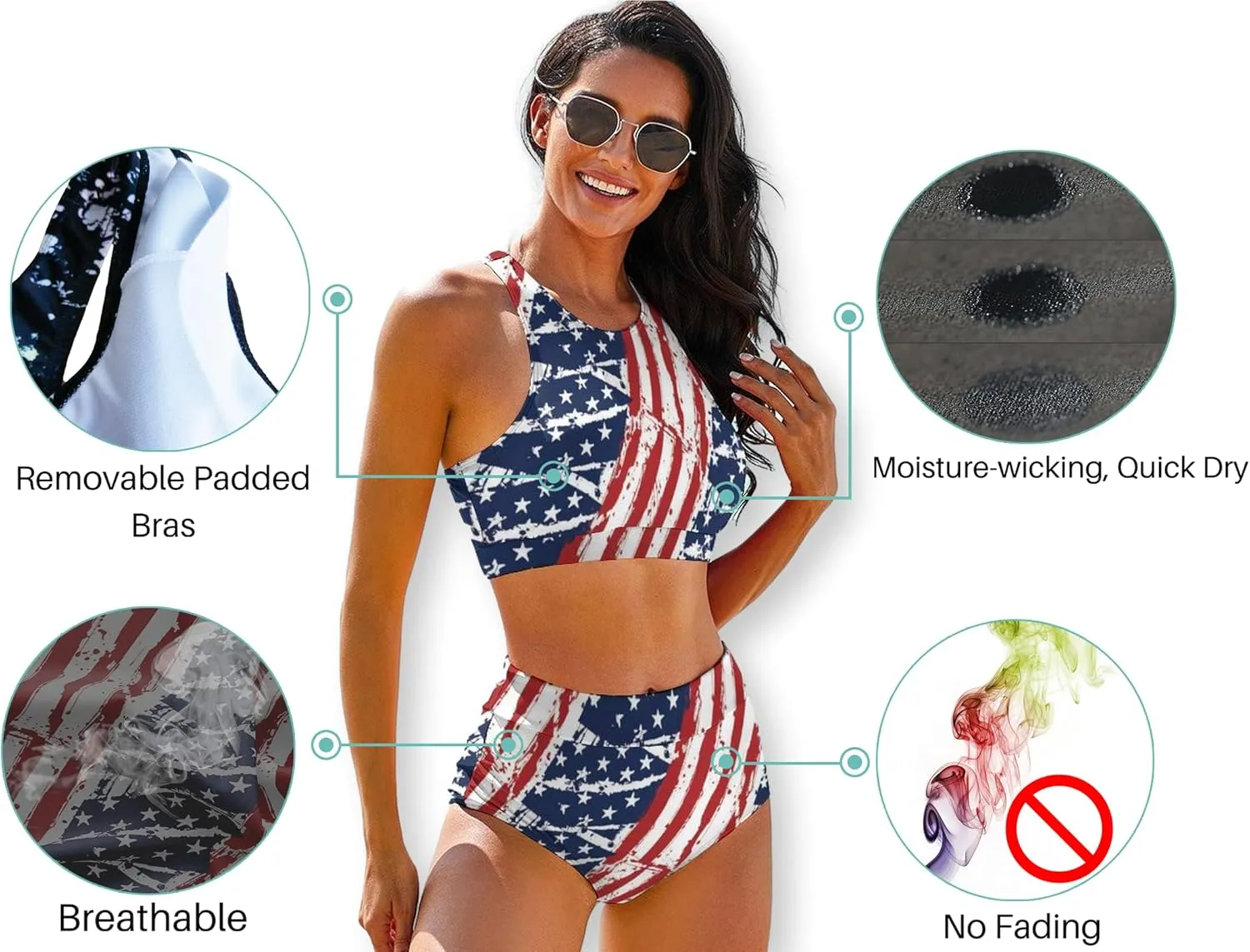 Cerburny High Waisted Bikini Sets for Women 2 Piece Swimsuit Women High Neck Bikinis Racerback Bathing Suits