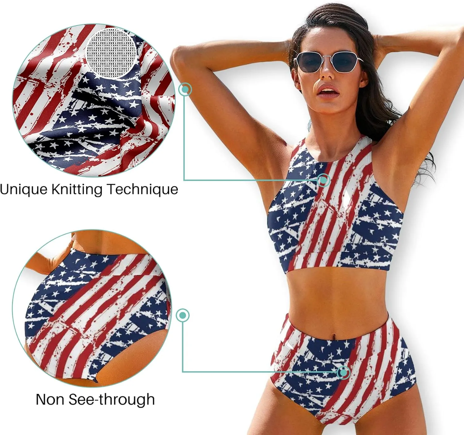 Cerburny High Waisted Bikini Sets for Women 2 Piece Swimsuit Women High Neck Bikinis Racerback Bathing Suits