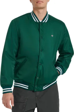 Champion Men's Logo Striped-Trim Varsity Jacket