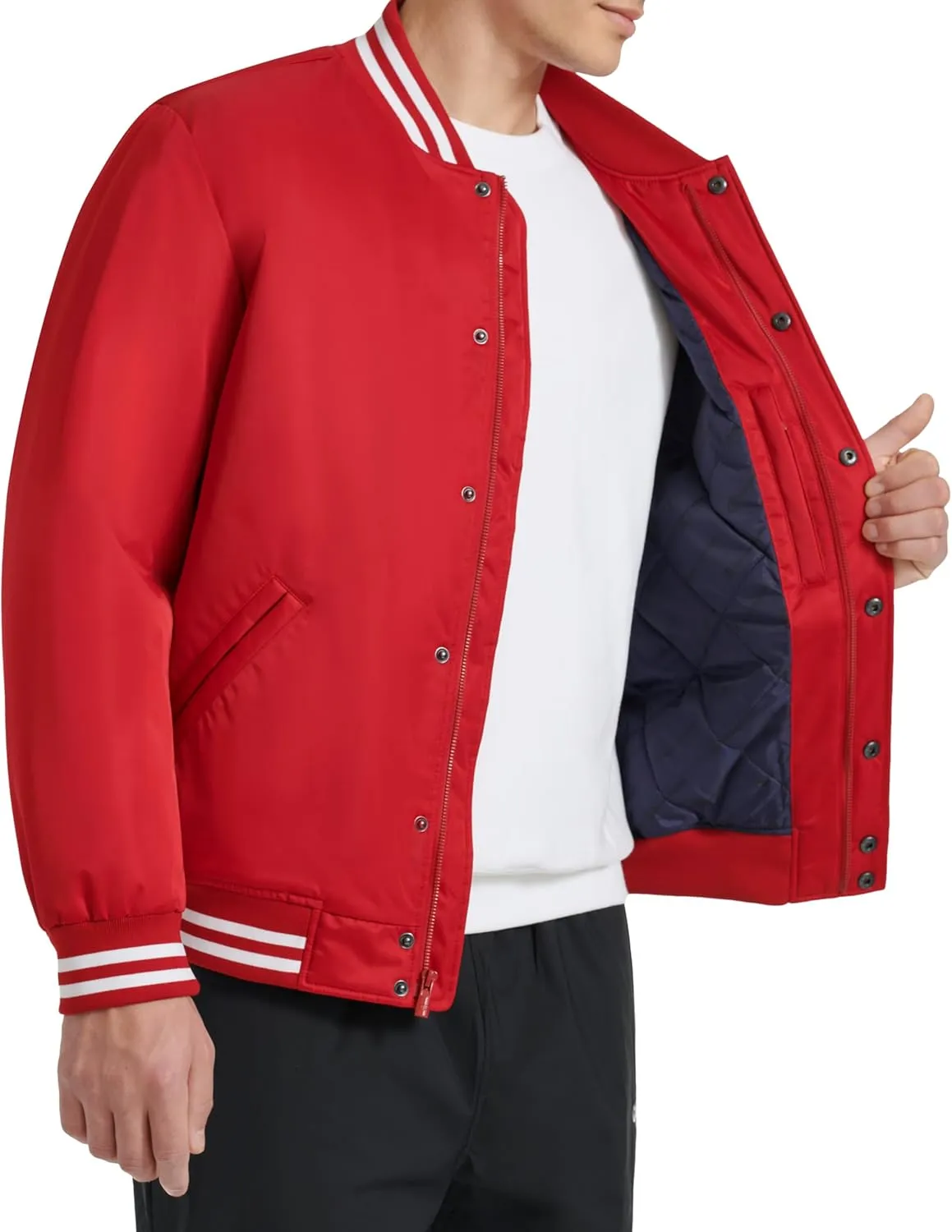 Champion Men's Logo Striped-Trim Varsity Jacket