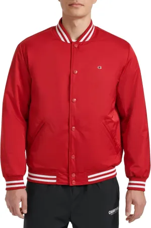 Champion Men's Logo Striped-Trim Varsity Jacket