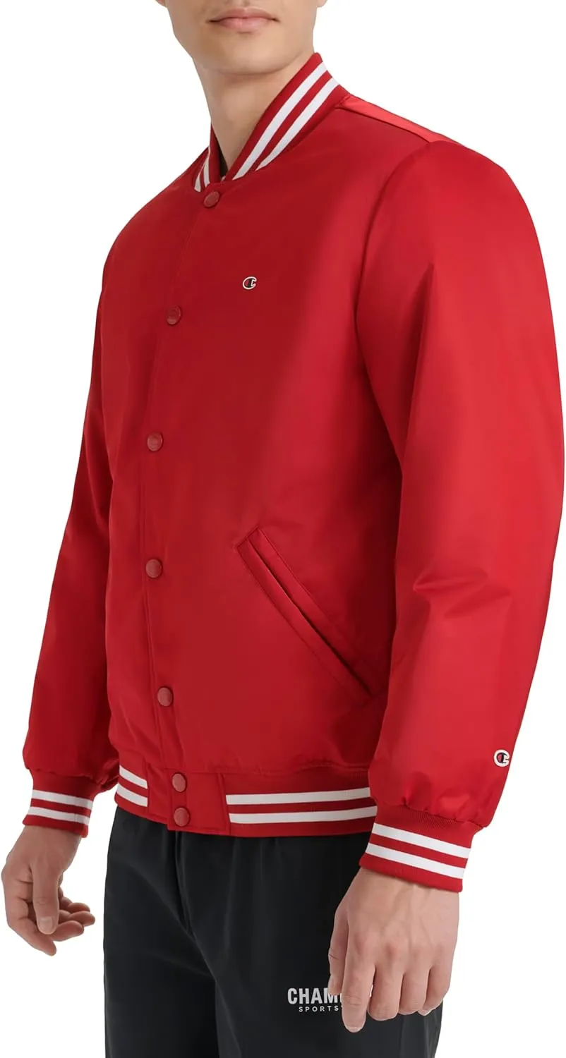 Champion Men's Logo Striped-Trim Varsity Jacket