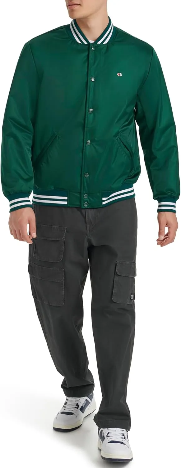Champion Men's Logo Striped-Trim Varsity Jacket