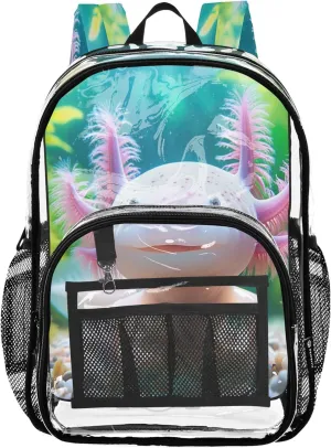 CHIFIGNO Axolotl Pink Backpacks for Kids, Clear Plastic Bag, Backpack Bag, Clear Bags