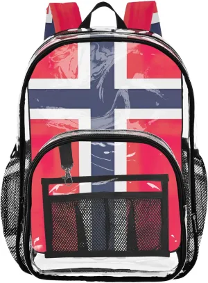 CHIFIGNO Bouvet Island Flag Bag for School, Clear Plastic Bag, Kid Backpack, Transparent School Bag