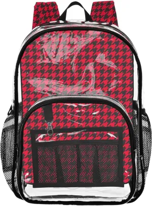 CHIFIGNO Houndstooth Red Black Backpack Girls, Clear Plastic Bag, Backpack Bag, Clear Backpacks