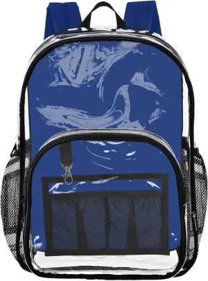 CHIFIGNO Plain Sapphire Blue Solid Color Backpack for School Boys, Clear Plastic Bag, Clear Bags