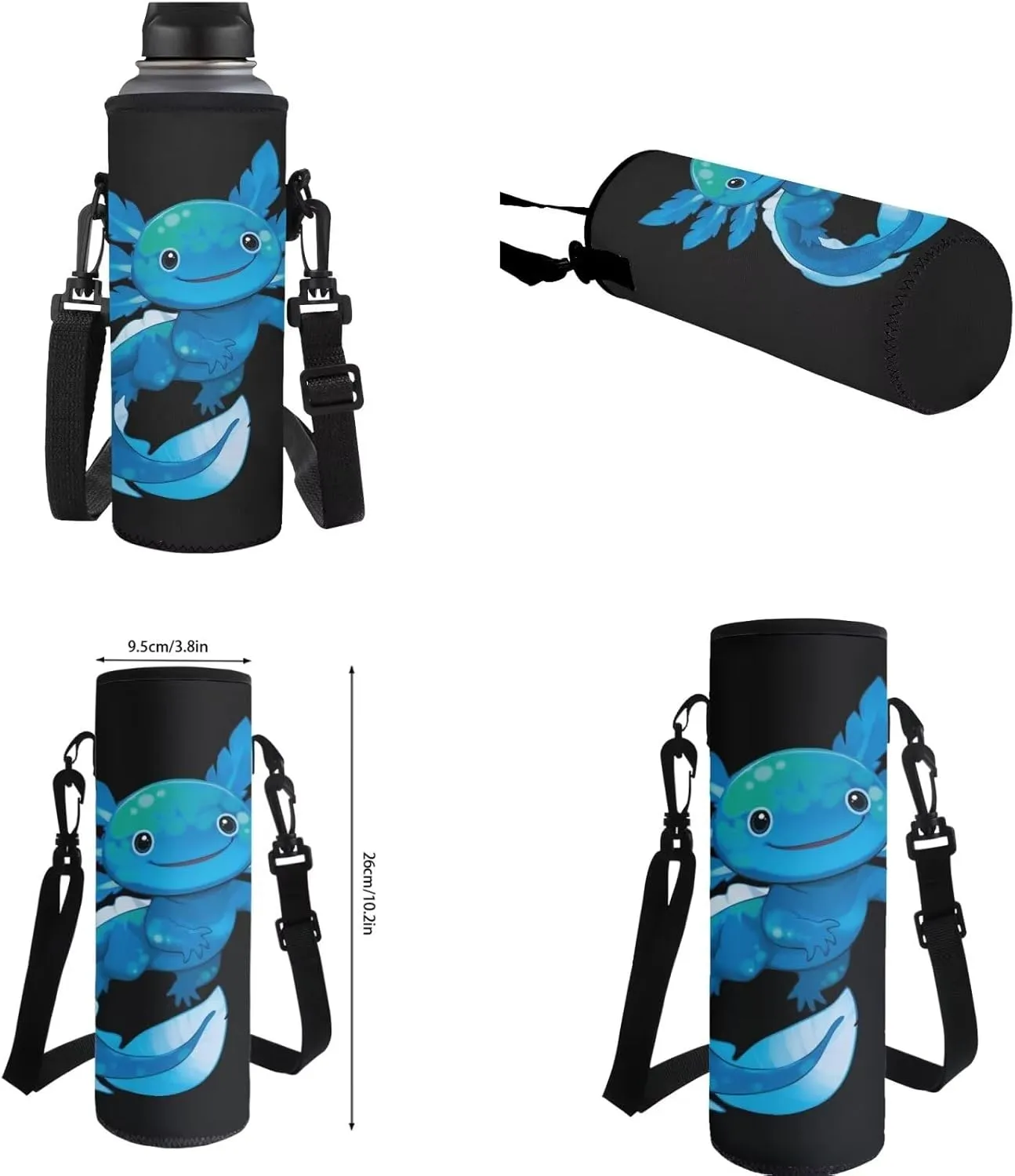 COEQINE Bookbag and Lunch Box Set for Girls Water Bottle Axolotl Backpack 6-8 8-10 Kawaii with Large Capacity 4 Pcs School Kids Elementary Kindergarten Daypack Travel Rucksack