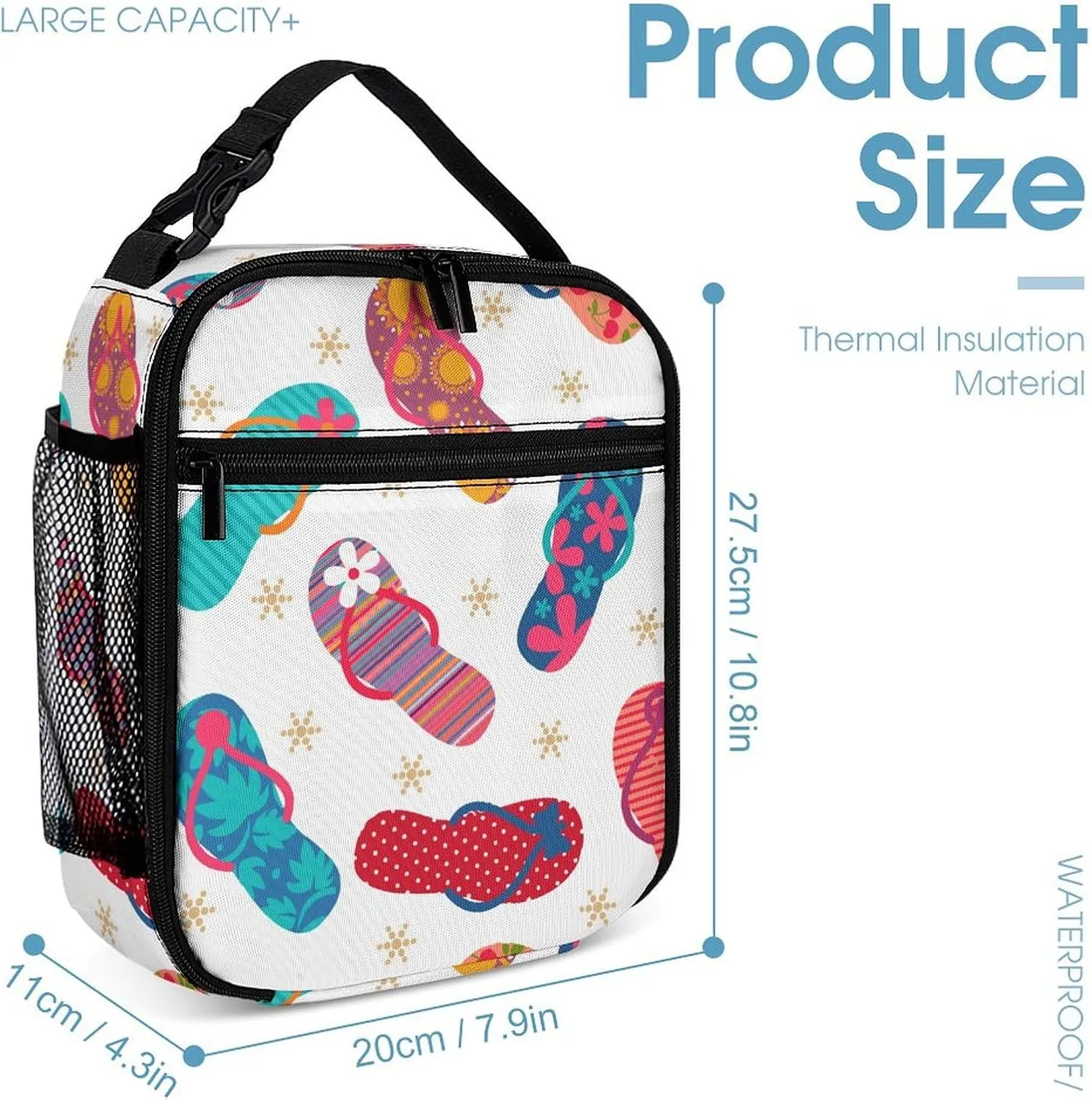 Cool Flip Flops Slippers Portable Large Capacity Backpack Meal Bag Set Unisex