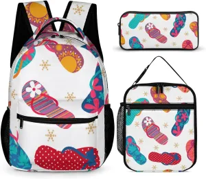 Cool Flip Flops Slippers Portable Large Capacity Backpack Meal Bag Set Unisex