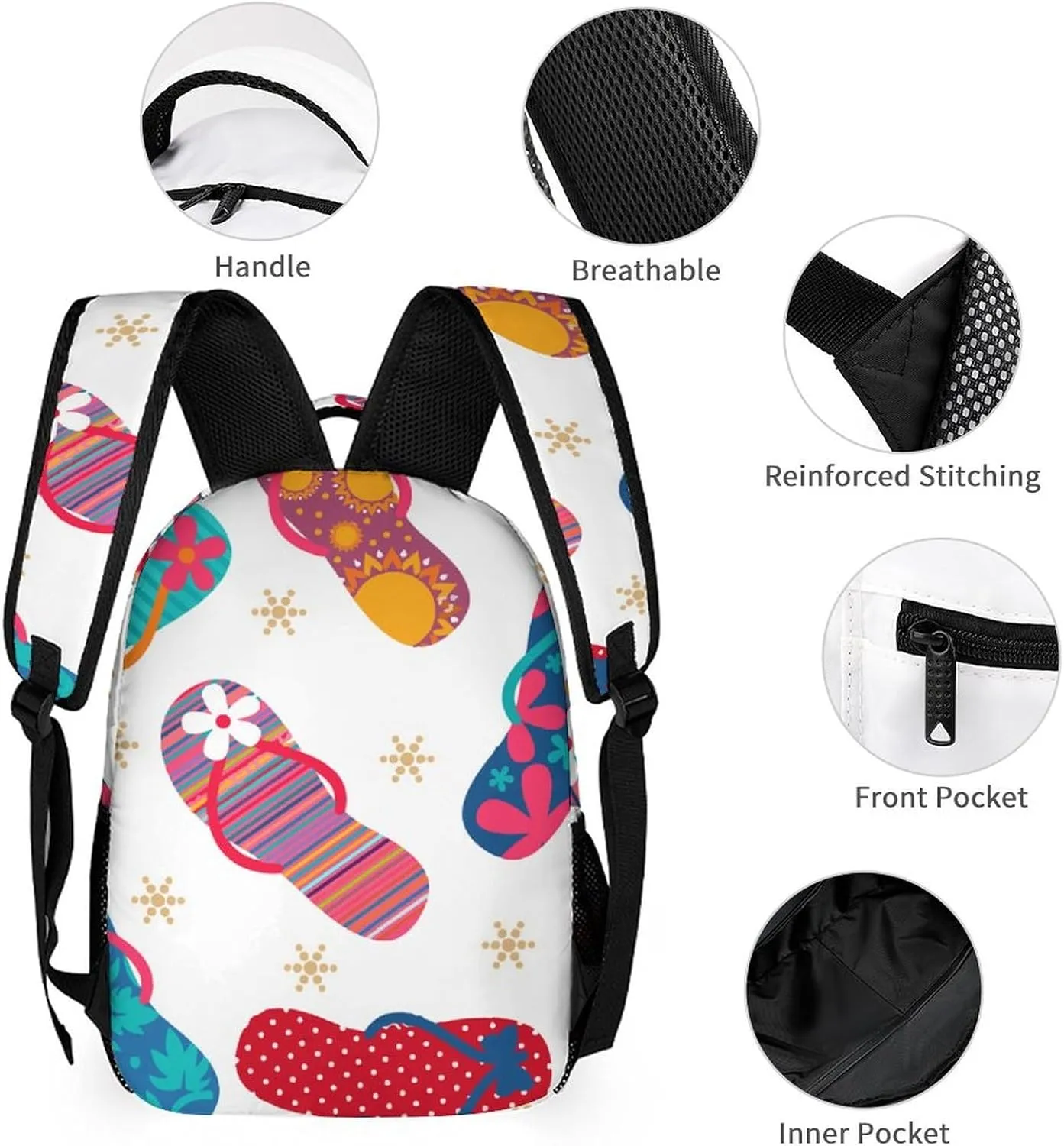 Cool Flip Flops Slippers Portable Large Capacity Backpack Meal Bag Set Unisex