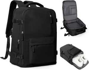 coowoz Travel Backpack For Women Men Airline Approved,Black Carry On Backpack,Large Hiking Laptop College Backpacks Waterproof Outdoor Sports Rucksack Casual Daypack Fit 15.6 Inch Backpacks
