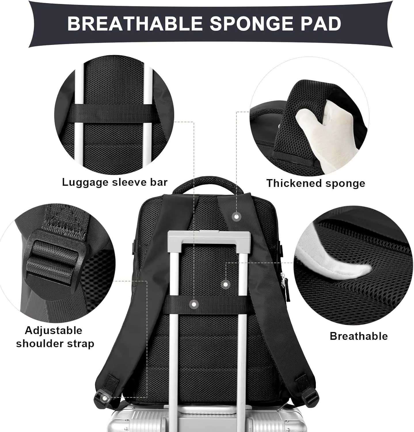 coowoz Travel Backpack For Women Men Airline Approved,Black Carry On Backpack,Large Hiking Laptop College Backpacks Waterproof Outdoor Sports Rucksack Casual Daypack Fit 15.6 Inch Backpacks
