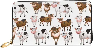 Cow Pattern Leather Wallet Credit Card Holder Wallet Fashion Wristlet Wallet Clutch Purse For Women And Men