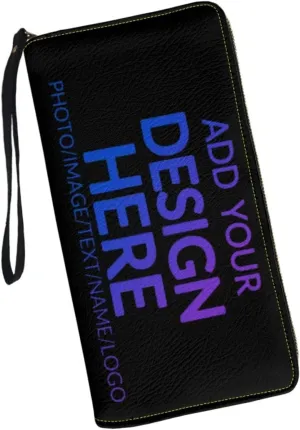 Custom Wallet for Men Handbag Casual Travel Money Clips with Coin Picket 4 Card Slots Zip Around Clutch