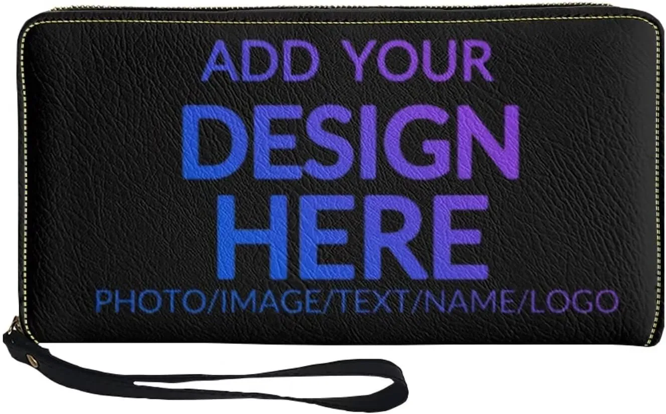 Custom Wallet for Men Handbag Casual Travel Money Clips with Coin Picket 4 Card Slots Zip Around Clutch