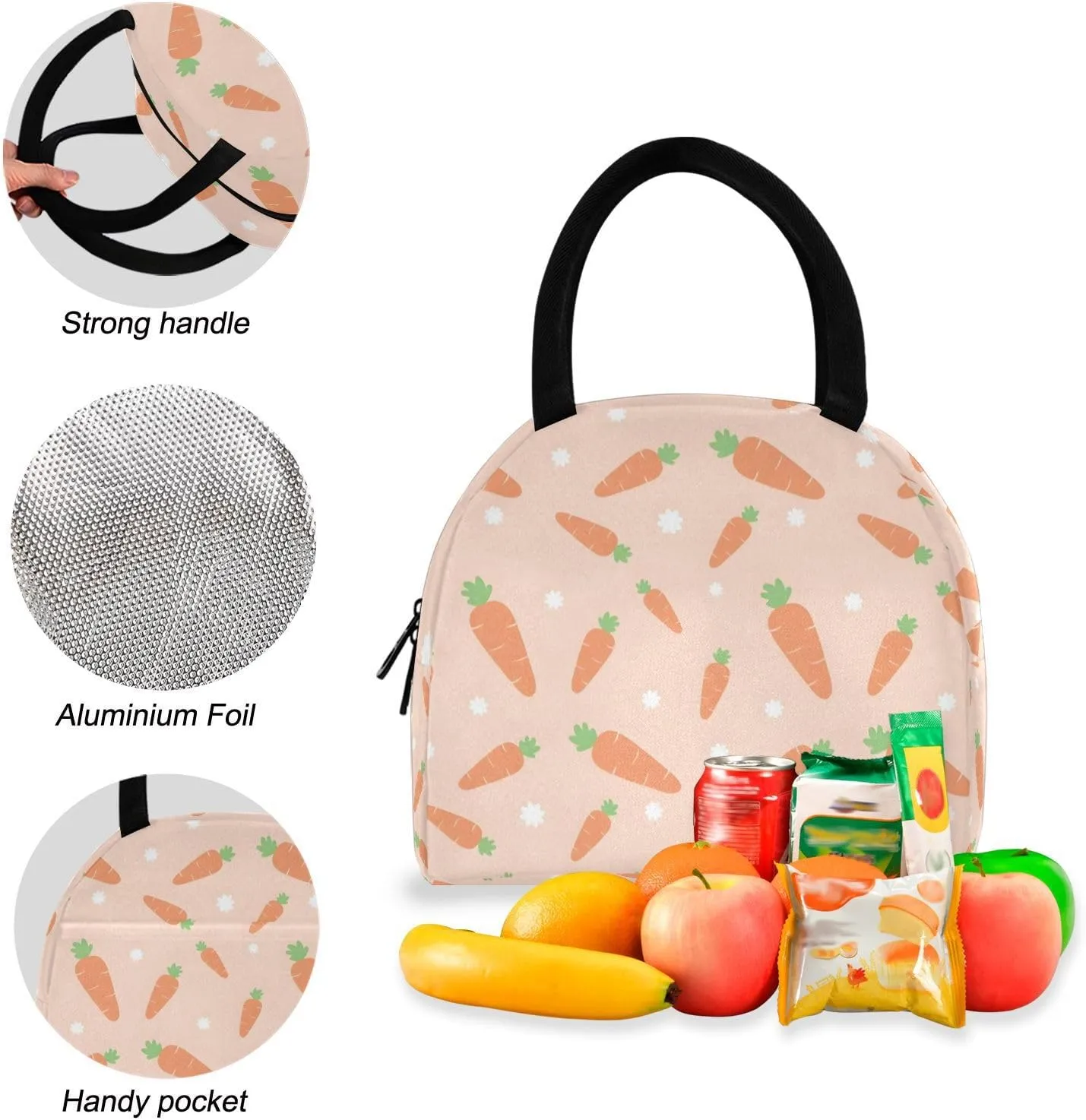 Cute Carrot Set Backpack Cooler Bags Insulated Water Proof, Backpacks with Lunchbox