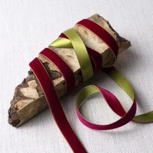 Dark Rose & Moss Double Faced Ribbon