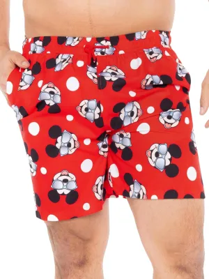 Disney Swim Trunks | Mickey Mouse Mens Beach Shorts with Pockets | Novelty Mens Beach Clothes