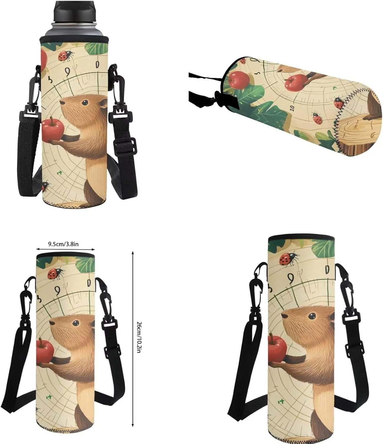 Dolyues Adorable Capybara Backpack Set for Girls 4pcs Book Bag with Adjustable Straps Machine Washable Polyester School Bag with Lunch Box for Kindergarten & Daycare